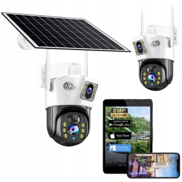 Zewnętrzna kamera solarna HD dwa obiektywy 8MP Karta SIM 4G LTE - obrazek 8