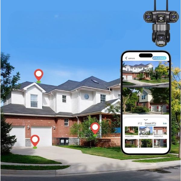 Potrójna kamera zewnętrzna 15MP obrotowa Wifi HD - obrazek 5