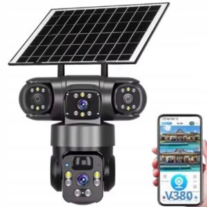 Zewnętrzna kamera solarna 4K HD dwa obiektywy 4MP Karta SIM 4G LTE