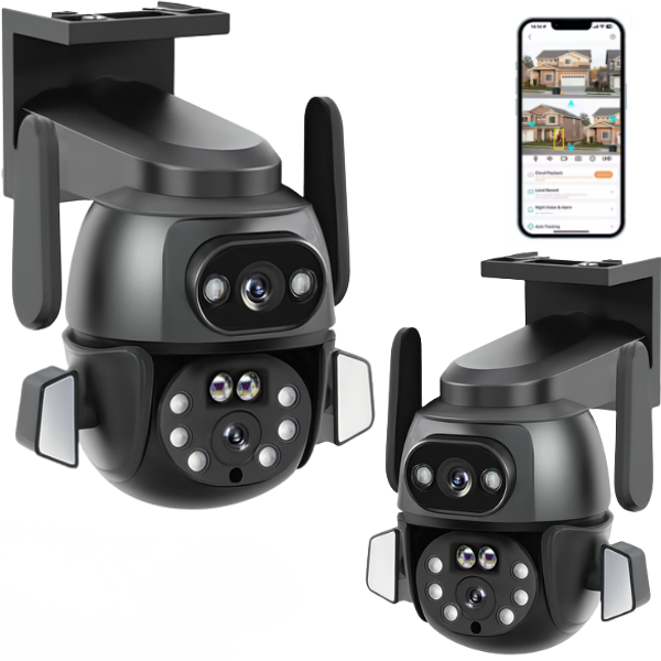 Zewnętrzna kamera Smart dwa obiektywy 4MP HD 5xZOOM WIFI + Doświetlenie