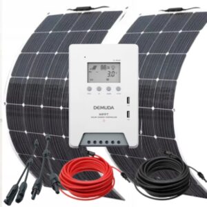 2 x Elastyczny Panel Solarny 200W + regulator napięcia MPPT 30A do Kampera
