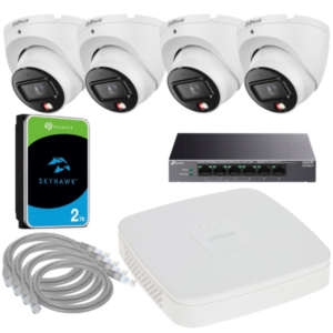 Zestaw Monitoringu Dahua –4 Kamery 6 MPDual Light Rejestrator Dysk 2TB POE